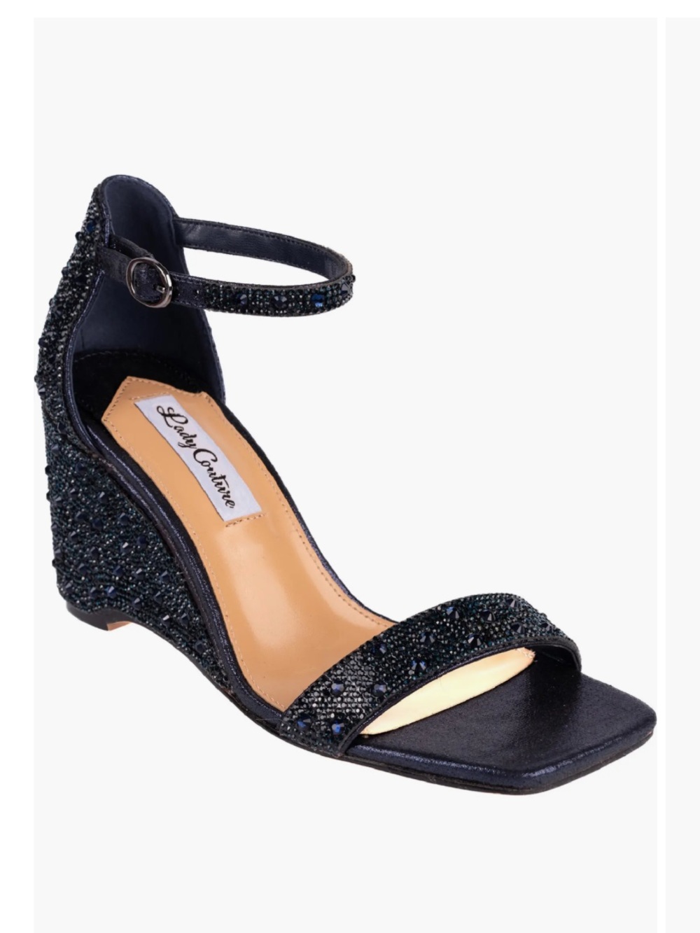Lady Couture Kloe Crystal Embellished Wedge Sandal size us 9